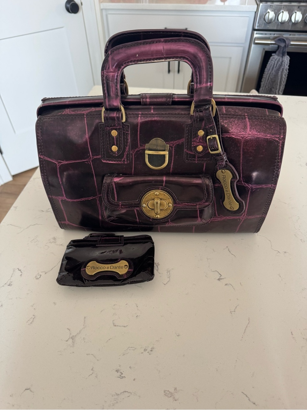 Rocco e Dante Dr. Phil Handbag Italian Purple Crocodile Leather Sauvage VINTAGE